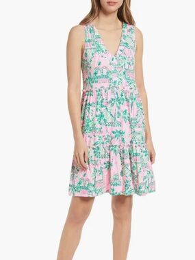 Lilly Pulitzer Lorina Print V-Neck Sleeveless Tiered Cotton Dress